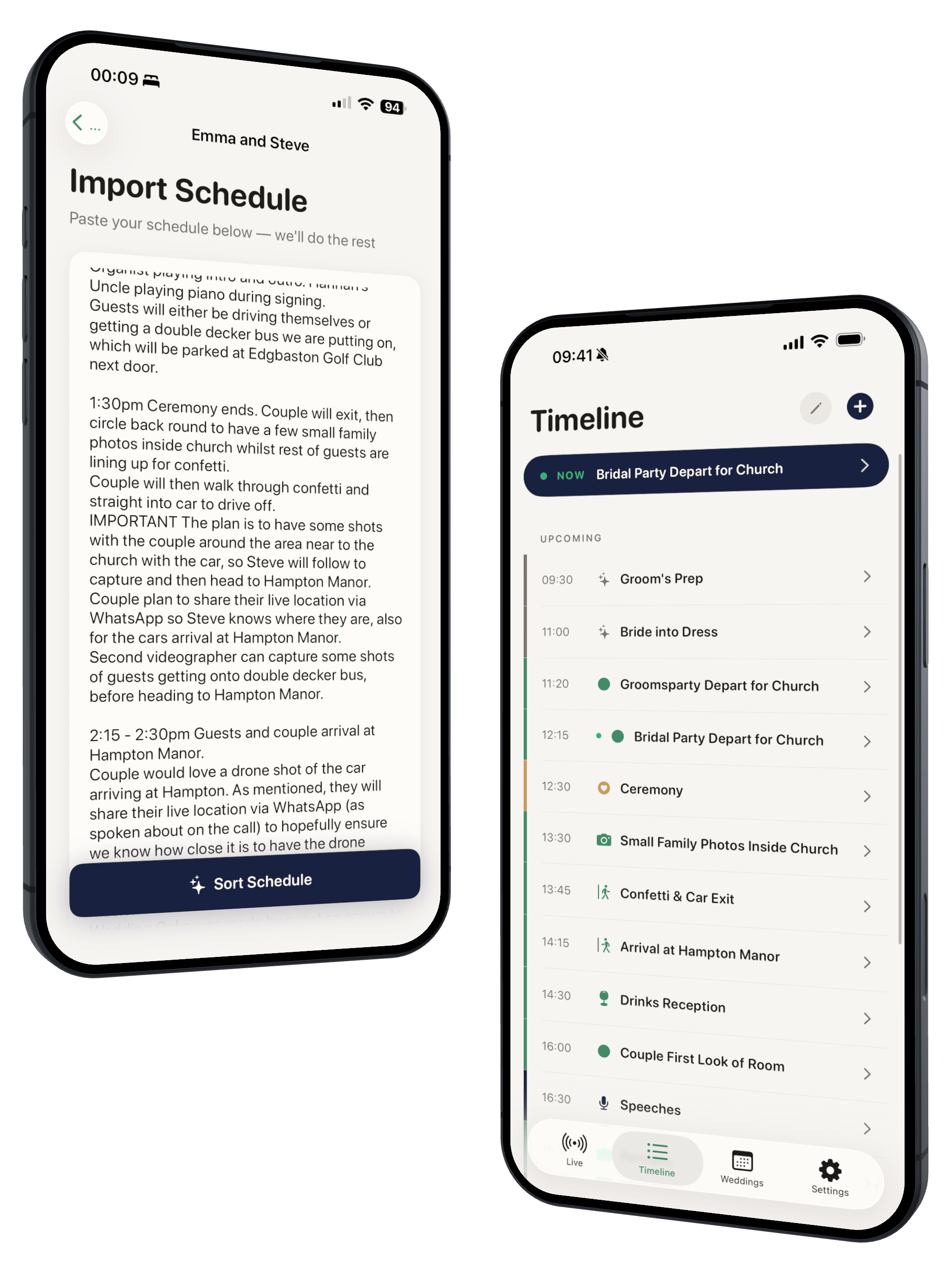 Import schedule into Prelude timeline